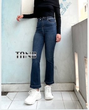 Quần Jeans Giãn Ống Loe Xanh Đậm Dơ(xanh bụi) Lai Gấp 3cm