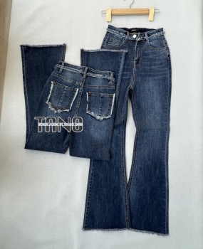 Quần Jeans Giãn Ống Loe,Lưng Tua,Lai tua.