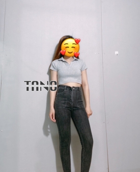 Quần jeans giãn ống ôm túi đóng màu xám lai cuốn