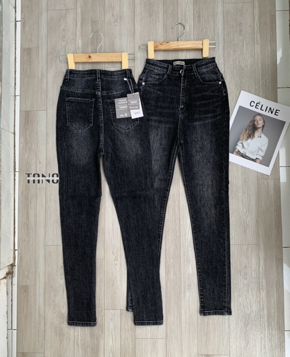 Quần jeans giãn ống ôm màu xám,lai cuốn